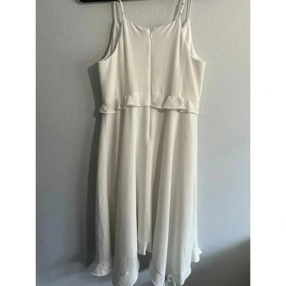 H by Halston White Ruffle Spaghetti strap A-Line dress high low Sz. US 10 - Picture 3 of 10
